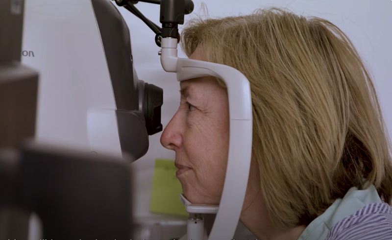 UK Biobank participant having an Optical Coherence Tomography (OCT) scan of the eye