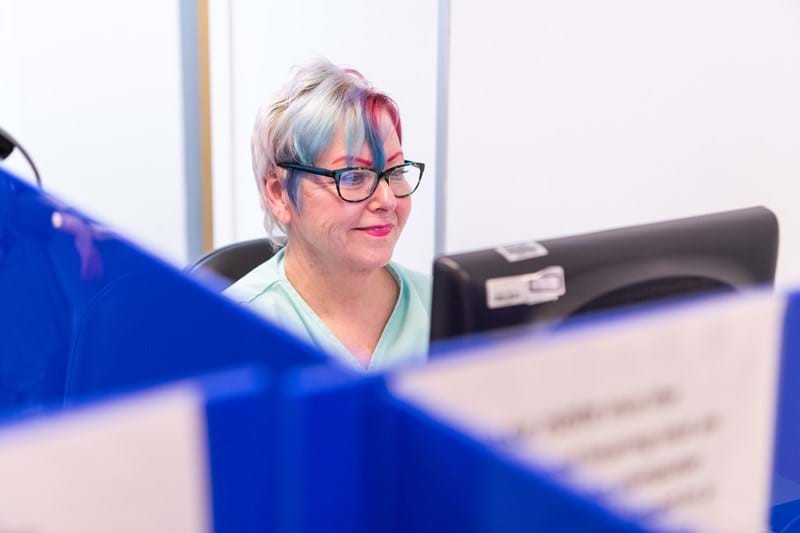 UK Biobank participant completing a questionnaire at an Imaging Centre