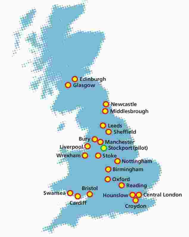 Locations of UK Biobank baseline assessment centres