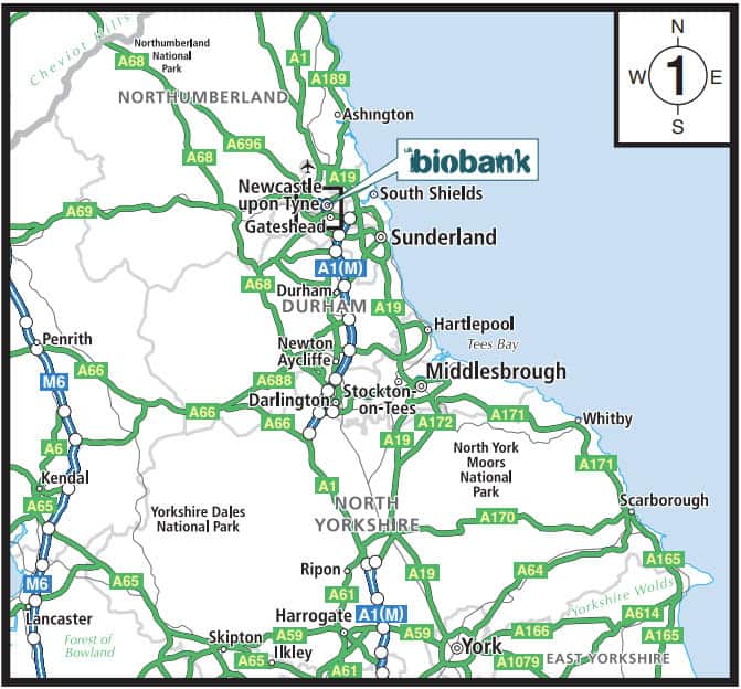 Visit https://www.ukbiobank.ac.uk/wp-content/uploads/2025/03/UK-Biobank-Newcastle-assessment-centre-directions.pdf for written directions