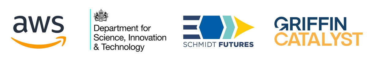 Funder logos - AWS, Department for Science, Innovation and Technology, Schmidt Futures, Griffin Catalyst