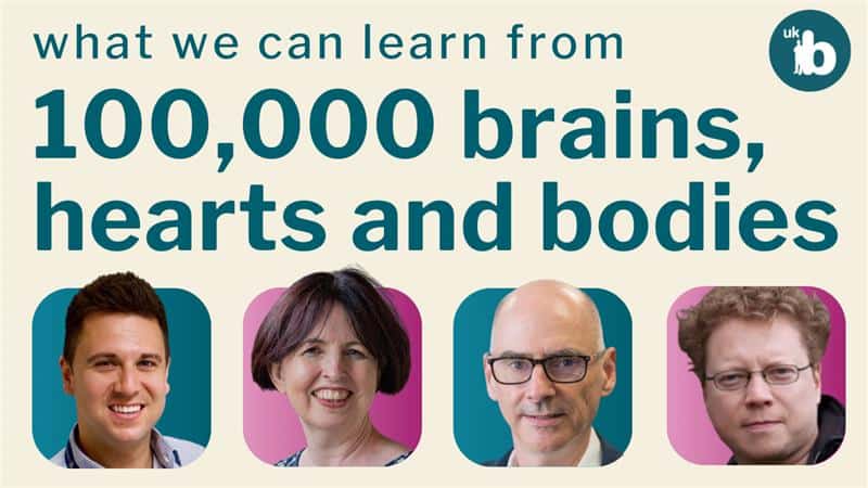 What we can learn from 100,000 brains, hearts and bodies. Four headshots of speakers from the session